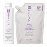 Biolage Hydra Source Shampoo and Refill Shampoo Set - Softens, Moisturizes & Adds Shine, For Dry Hair, Infused with Micro-Filtered Aloe Vera & Fermented Hyaluronic Acid, Vegan & Paraben-Free