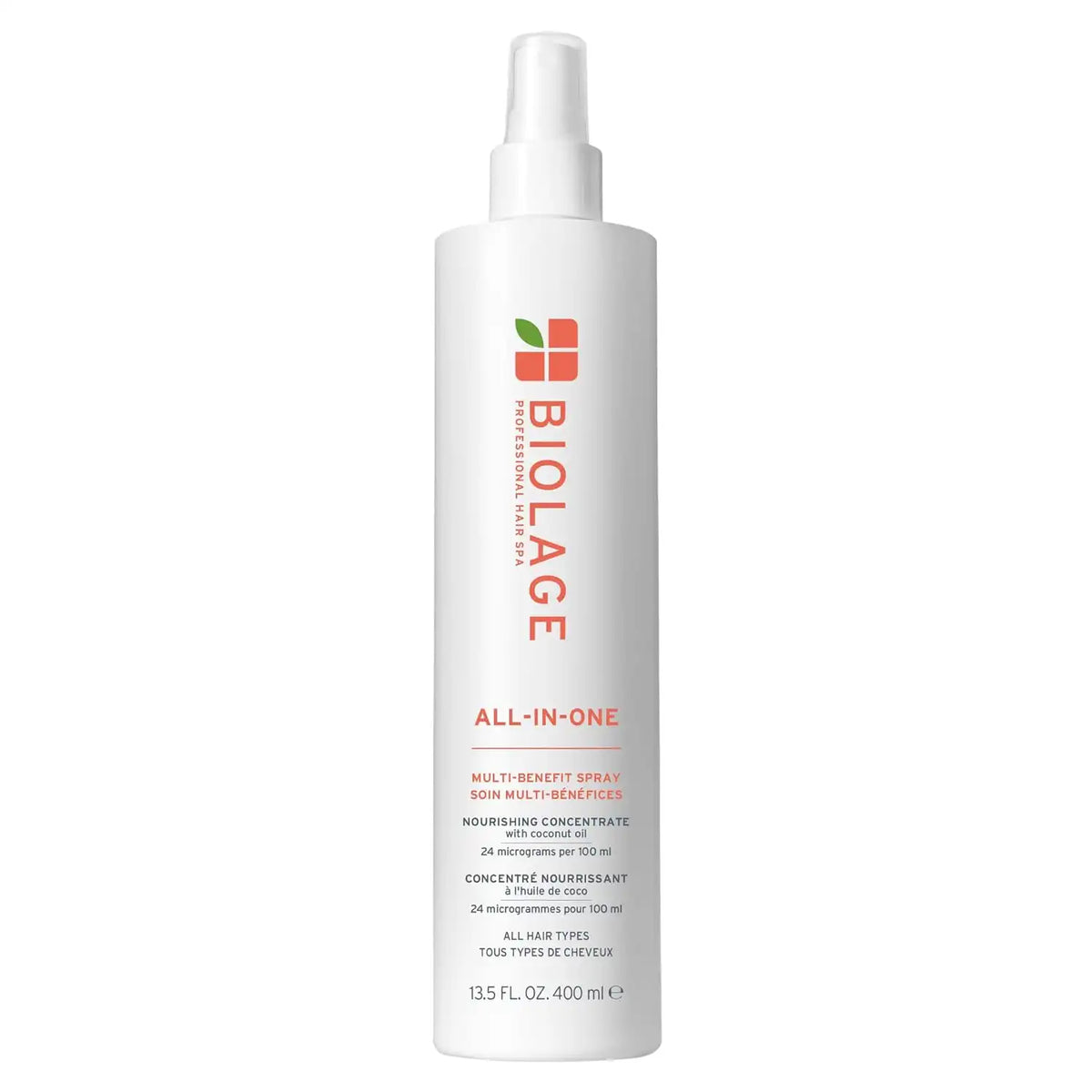 Biolage All-In-One Multi-Benefit Spray - Leave-In Treatment For Fine to Thick Hair, Prevents Breakage, Heat Protectant, Shine, Frizz Control, For All Hair Types, Coconut Oil, Vegan & Paraben-Free