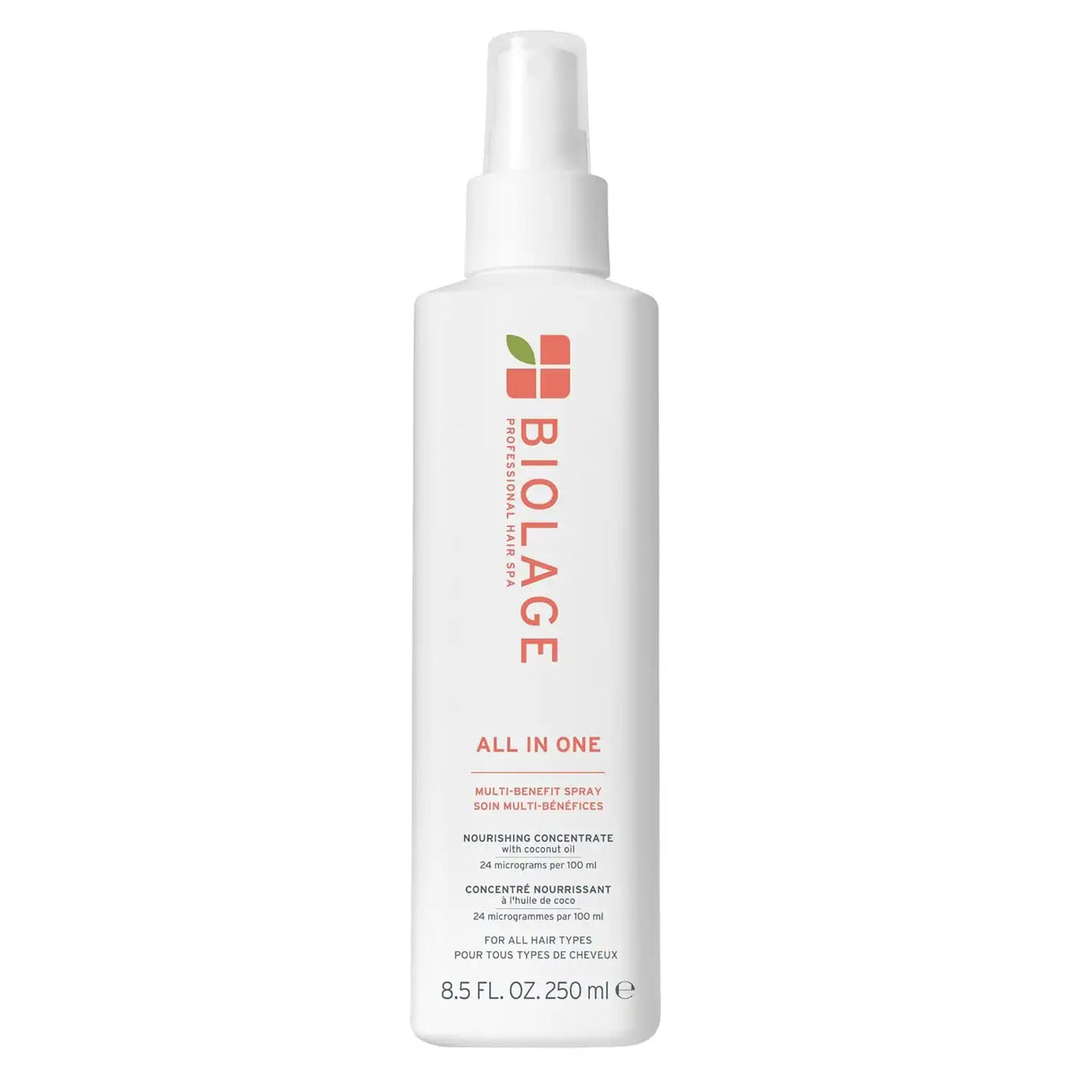 Biolage All-In-One Multi-Benefit Spray - Leave-In Treatment For Fine to Thick Hair, Prevents Breakage, Heat Protectant, Shine, Frizz Control, For All Hair Types, Coconut Oil, Vegan & Paraben-Free